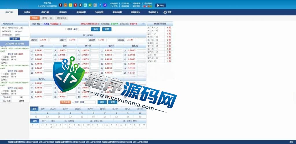 138双赢信用盘源码/SG双赢官方正版/双赢彩票/PC+H5+APP/独立代理系统/带改单/预设开奖
