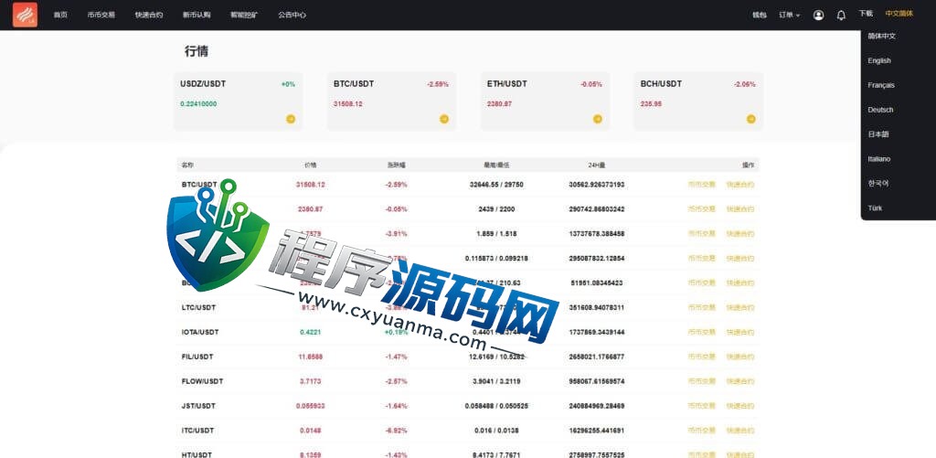 多语言Bitrue交易所源码/币币交易/区块链矿机系统/多语言交易所源码
