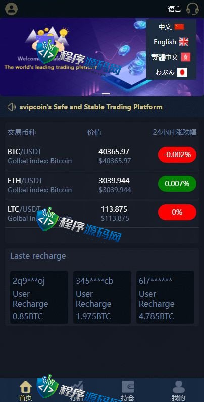 海外版CoinDesk微盘外汇源码/多语言CoinDesk投资系统/USDT充值