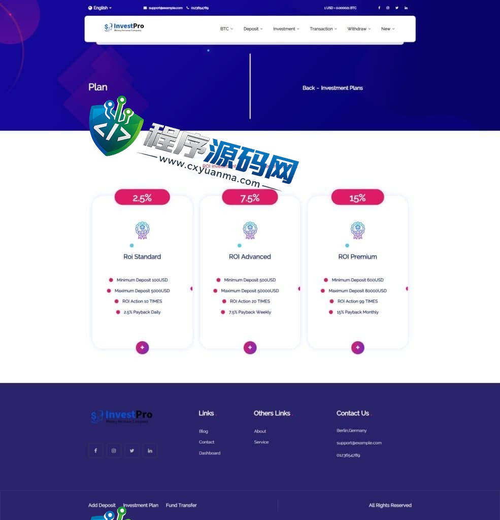 多语言海外版InvestPro投资理财源码/投资分红系统/虚拟币投注系统