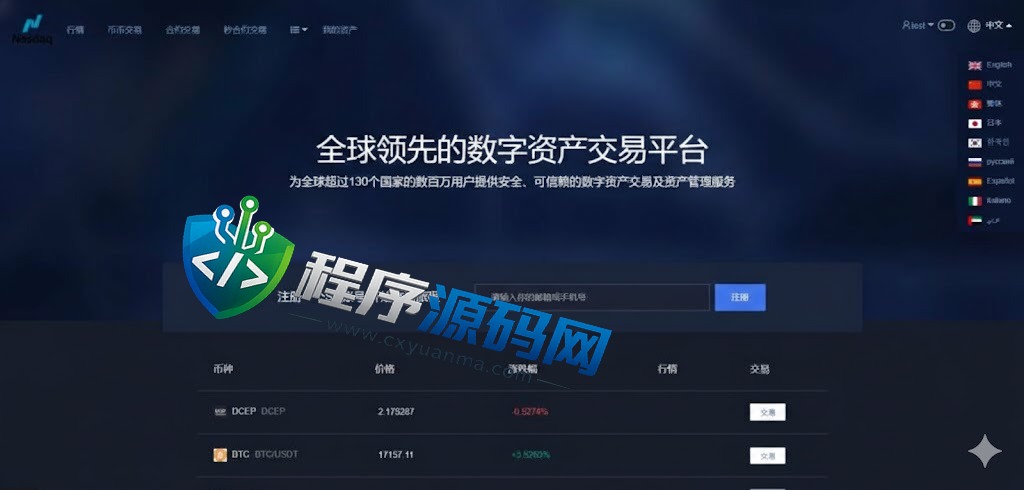 多语言Nasdaq纳斯达克交易所源码/合约期权交易所/理财认购矿机系统