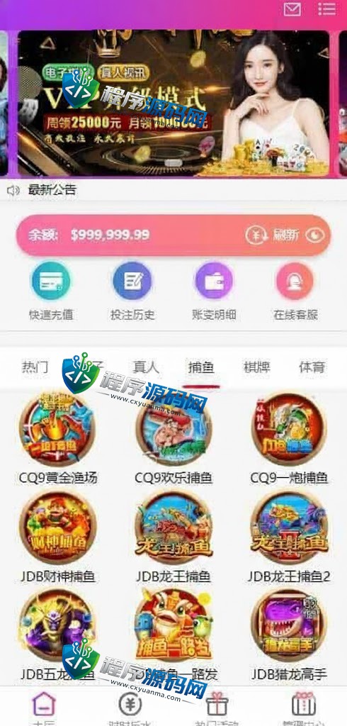 恒宣娱乐城综合盘源码/免买分包含余额宝功能内部账号/多种代币充值接口/实时返水/代理推广