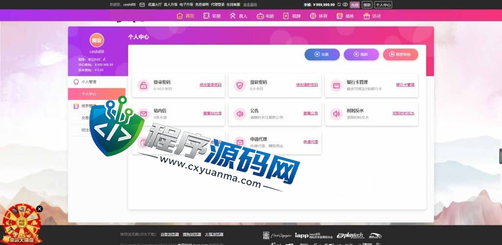 恒宣娱乐城综合盘源码/免买分包含余额宝功能内部账号/多种代币充值接口/实时返水/代理推广