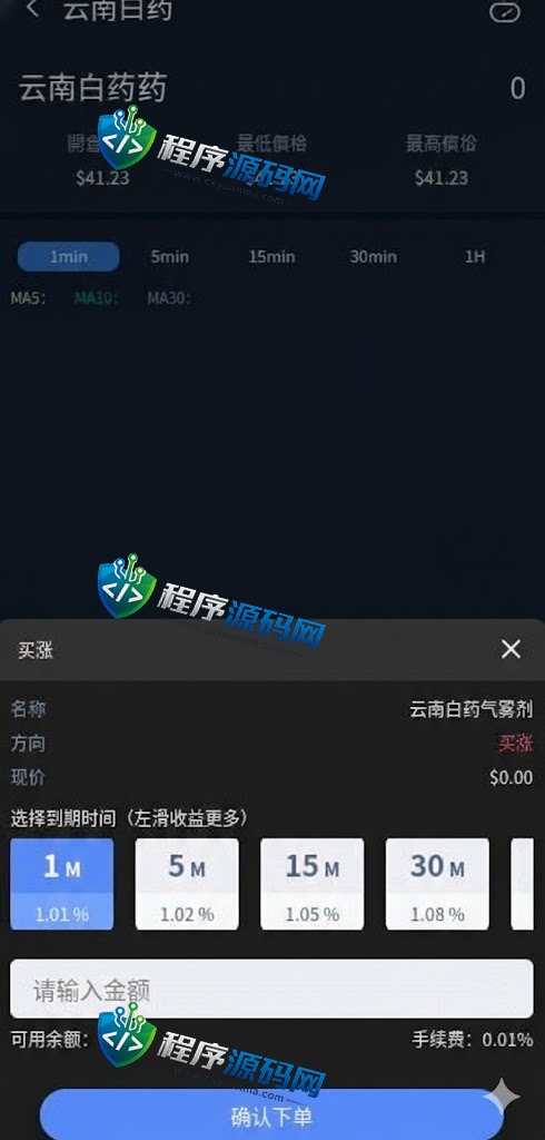 云南白药期货涨跌股票交易源码/微交易微盘系统/可控盈亏