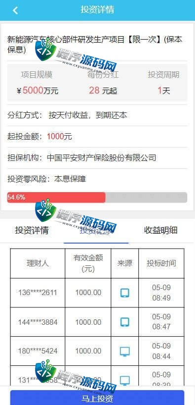 中国双维影视投资源码/理财众筹系统/余额宝分红/积分商城