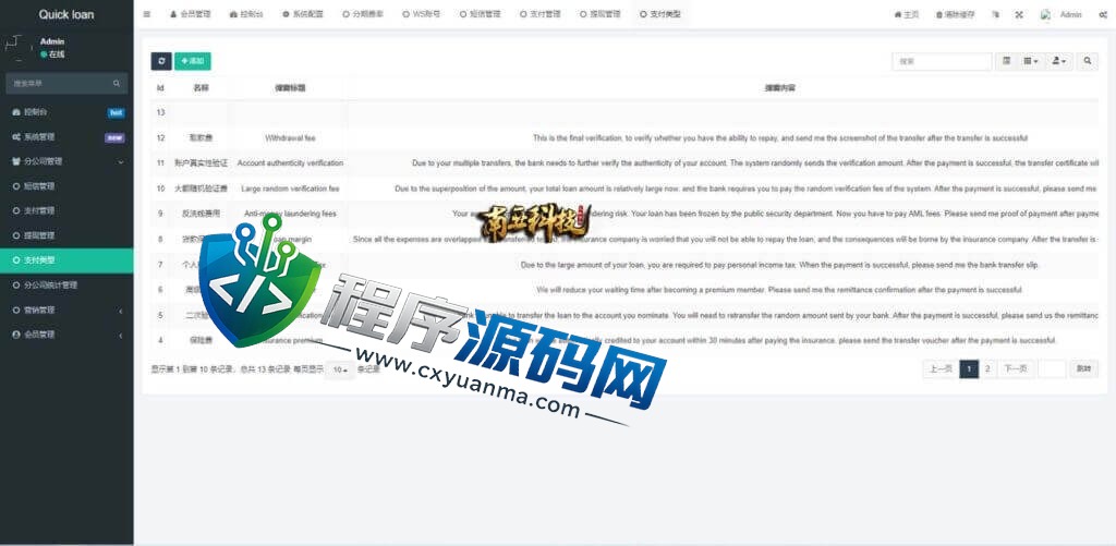新版海外Quick loan小额贷款源码/套路贷系统/海外合同贷款源码
