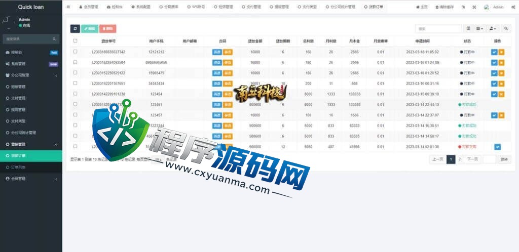 新版海外Quick loan小额贷款源码/套路贷系统/海外合同贷款源码