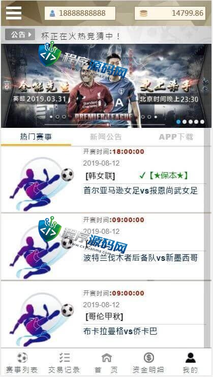 TG淘金网足球反波胆源码/比分投注系统/创富网/USDT充值