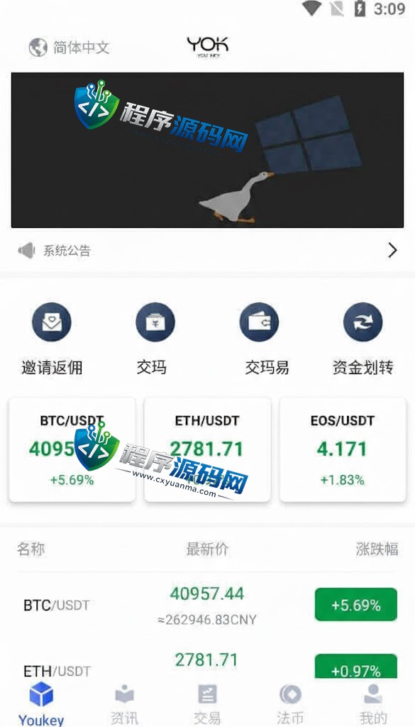 YOUKEY原生合约交易所源码/永续合约交易杠杆/法币交易OTC承兑商系统/原生APP